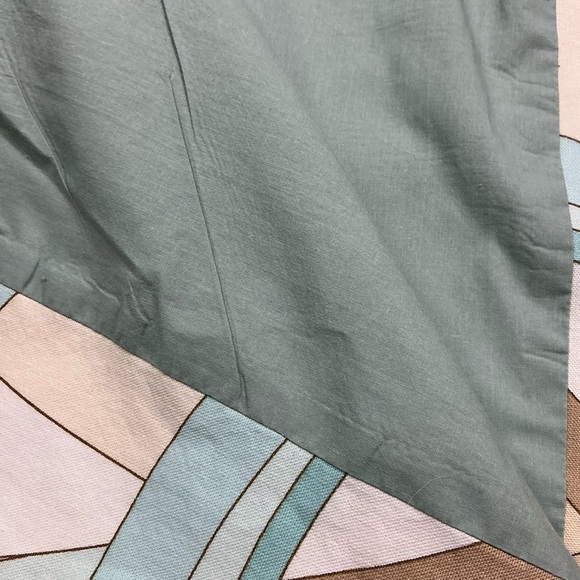 Vintage 70s/80s light aqua geometric lined curtain panels 45 x 81 set of two - Picture 7 of 8